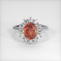 2.58 Ct. Orangish Brown Sapphire Ring, 18K White Gold 1