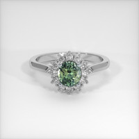 0.97 Ct. Bluish Green Sapphire Ring, 18K White Gold 1