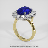 7.92 Ct. Blue Sapphire Ring, 14K White & Yellow 2