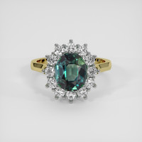 3.01 Ct. Greenish Blue Sapphire Ring, 14K White & Yellow 1