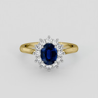 1.44 Ct. Blue Sapphire Ring, 14K White & Yellow 1