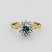 1.01 Ct. Greenish Blue Sapphire Ring, 14K White & Yellow 1