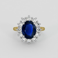 4.18 Ct. Blue Sapphire Ring, 18K White & Yellow 1