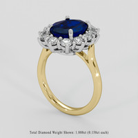 4.18 Ct. Blue Sapphire Ring, 18K White & Yellow 2