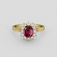 0.92 Ct. Purplish Pink Rhodolite Garnet Ring, 10K Yellow Gold 1