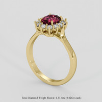 0.92 Ct. Purplish Pink Rhodolite Garnet Ring, 10K Yellow Gold 2