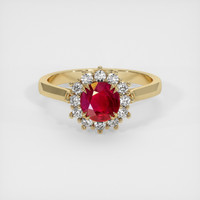 0.94 Ct. Pinkish Red Ruby Ring, 10K Yellow Gold 1