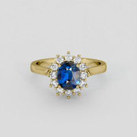 1.12 Ct. Blue Sapphire Ring, 10K Yellow Gold 1