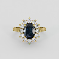 2.32 Ct. Greenish Blue Sapphire Ring, 10K Yellow Gold 1