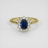 0.98 Ct. Blue Sapphire Ring, 14K Yellow Gold 1