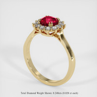 0.94 Ct. Ruby Ring, 14K Yellow Gold 2