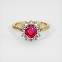 0.75 Ct. Pinkish Red Ruby Ring, 14K Yellow Gold 1