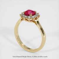 0.75 Ct. Ruby Ring, 14K Yellow Gold 2
