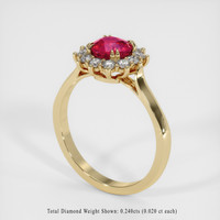 0.75 Ct. Pinkish Red Ruby Ring, 14K Yellow Gold 2