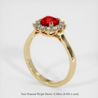 1.10 Ct. Ruby Ring, 14K Yellow Gold 2