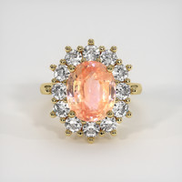 6.04 Ct. Padparadscha Sapphire Ring, 14K Yellow Gold 1