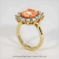 6.04 Ct. Padparadscha Sapphire Ring, 14K Yellow Gold 2