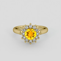 0.95 Ct. Yellowish Orange Sapphire Ring, 14K Yellow Gold 1