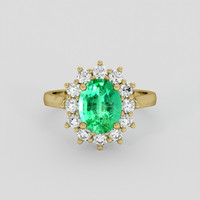 1.65 Ct. Emerald Ring, 18K Yellow Gold 1
