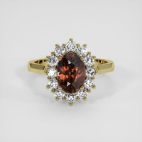 2.94 Ct. Orangish Brown Zircon Ring, 18K Yellow Gold 1