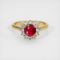 0.94 Ct. Ruby Ring, 18K Yellow Gold 1