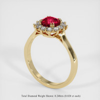 0.94 Ct. Ruby Ring, 18K Yellow Gold 2