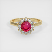 0.75 Ct. Ruby Ring, 18K Yellow Gold 1