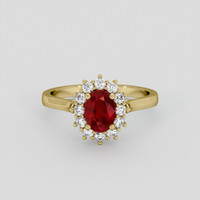 0.98 Ct. Ruby Ring, 18K Yellow Gold 1