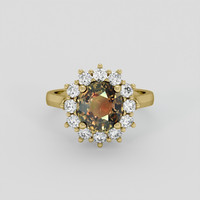 2.11 Ct. Greenish Brown Sapphire Ring, 18K Yellow Gold 1