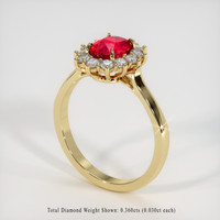 1.29 Ct. Ruby Ring, 18K Yellow Gold 2