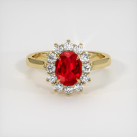 0.82 Ct. Ruby Ring, 18K Yellow Gold 1