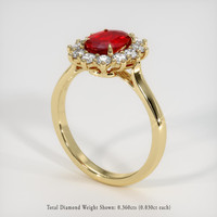 0.82 Ct. Ruby Ring, 18K Yellow Gold 2