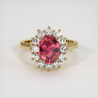 2.39 Ct. Reddish Pink Sapphire Ring, 18K Yellow Gold 1