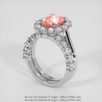 3.34 Ct. Padparadscha Sapphire Ring, Platinum 950 2