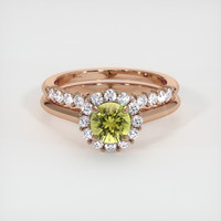 0.77 Ct. Greenish Yellow Sapphire Ring, 14K Rose Gold 1