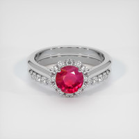 0.75 Ct. Pinkish Red Ruby Ring, 10K White Gold 1