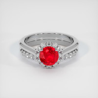 1.10 Ct. Pinkish Red Ruby Ring, 10K White Gold 1