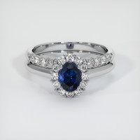 0.98 Ct. Blue Sapphire Ring, 14K White Gold 1