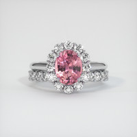 2.24 Ct. Reddish Pink Sapphire Ring, 14K White Gold 1