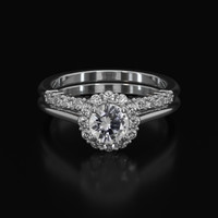 0.84 Ct. White Sapphire Ring, 14K White Gold 1