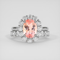 3.34 Ct. Padparadscha Sapphire Ring, 18K White Gold 1