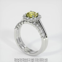 0.77 Ct. Greenish Yellow Sapphire Ring, 18K White Gold 2