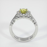 0.77 Ct. Greenish Yellow Sapphire Ring, 18K White Gold 3