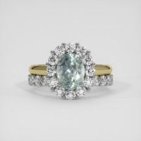 2.33 Ct. Bluish Green Sapphire Ring, 18K White & Yellow 1