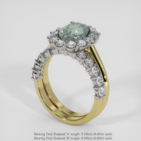 2.33 Ct. Bluish Green Sapphire Ring, 18K White & Yellow 2