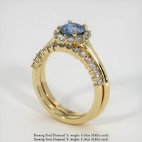 0.75 Ct. Blue Sapphire Ring, 14K Yellow Gold 2