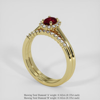 0.41 Ct. Ruby Ring, 14K Yellow Gold 2
