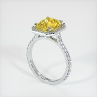 3.05 Ct. Yellow Sapphire Ring, 18K White Gold 2