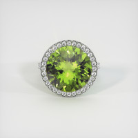 8.62 Ct. Green (Lime Green) Peridot Ring, 10K White Gold 1