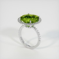 8.62 Ct. Green (Lime Green) Peridot Ring, 10K White Gold 2
